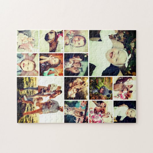 252枚カスタム14枚の写真コラージュに挑戦 ジグソーパズル (横)