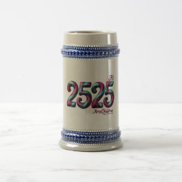 2525 クリスマス・マグ STEIN, ブルー/グレー 22 OZ / ホワイト/ゴールド ビールジョッキ