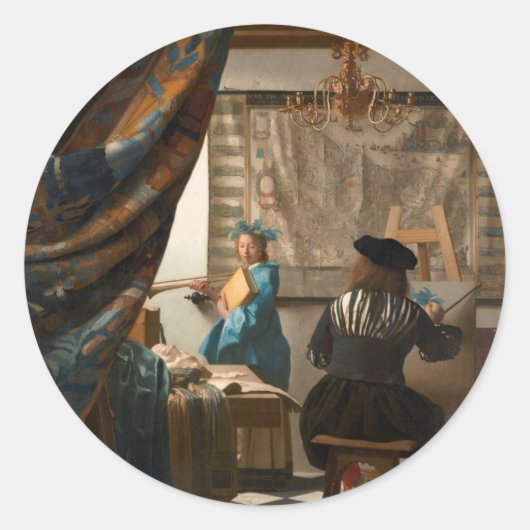 2535-Johannes Vermeer The Art of Painting ラウンドシール (正面)