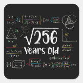 256 16誕生日16歳のギフトの平方根 スクエアシール (正面)