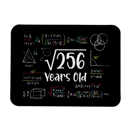 256 16誕生日16歳のギフトの平方根 マグネット (横)