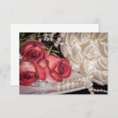 2586-ウェディングローズ（指輪、パール付き） 招待状 (正面/裏面)