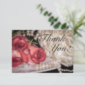 2586-結婚のバラ(リングや輪、真珠) サンキューカード (スタンド正面)