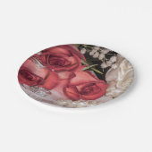 2586 – 赤と白結婚のバラ(リングや輪、真珠) ペーパープレート (アングル)