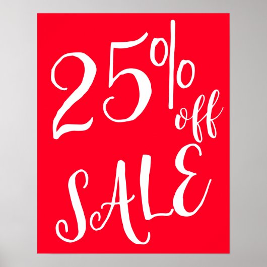 25%オフ販売標識、レッドブティック販売標識、小売 ポスター (正面)