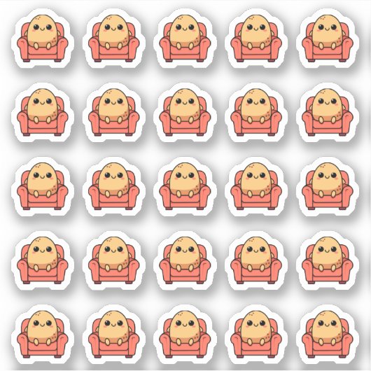 25 カワイイじゃがいも ふかふかソファに座る スケジュール帳 シール (正面)