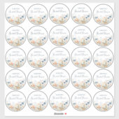 25 ダスティーブルーの水彩画のワイルドフラワー ブライダルシャワー シール (シート)