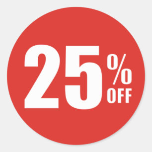 25%割引販売のステッカーを離れた25% ラウンドシール