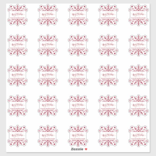 25 2"X2"のスノーフレークパーソナライズされたギフトラベル シール (シート)