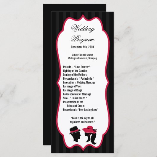 25 4時間365日の結婚式 プログラムフォーマルハットエレガントレトロ プログラム (正面/裏面)