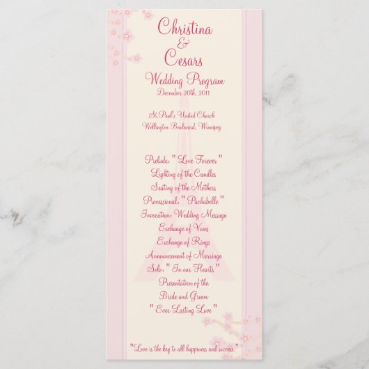 25 4 x 9結婚式 プログラム愛好家inパリ プログラム (正面)