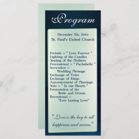 25 4x9結婚式 プログラムすりガラス鏡 モダン プログラム (正面/裏面)