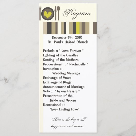 25 4x9結婚式 プログラムの結婚中国ディナープレート プログラム (正面)