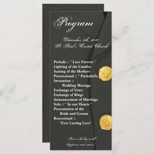 25 4x9結婚式 プログラムアーミードレスグリーンズユニフォーム プログラム (正面/裏面)