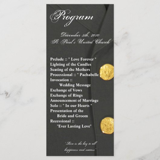 25 4x9結婚式 プログラムアーミードレスグリーンズユニフォーム プログラム (正面)