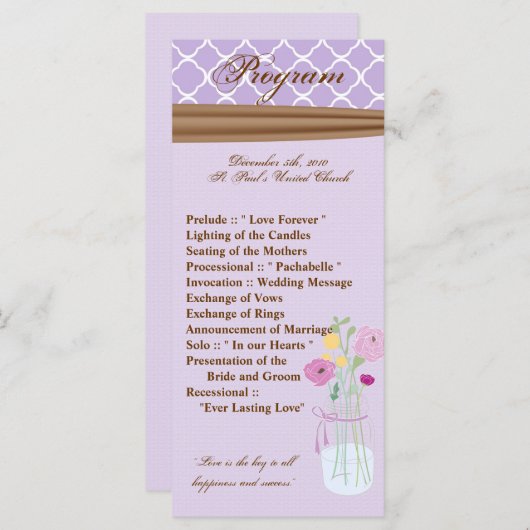 25 4x9結婚式 プログラムカントリーメイソンジャールフラワーズ プログラム (正面/裏面)