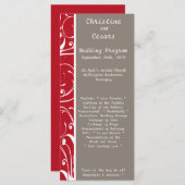 25 4x9結婚式 プログラムクリムゾンレッドグレーBgホワイトS プログラム (正面/裏面)