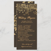 25 4x9結婚式 プログラムゴールドフォイルツリー葉オータム プログラム (正面/裏面)