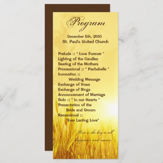 25 4x9結婚式 プログラムサンライズウィートカントリールスティ プログラム (正面/裏面)