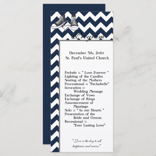 25 4x9結婚式 プログラムシェブロンストライプジグザグプリン プログラム (正面/裏面)