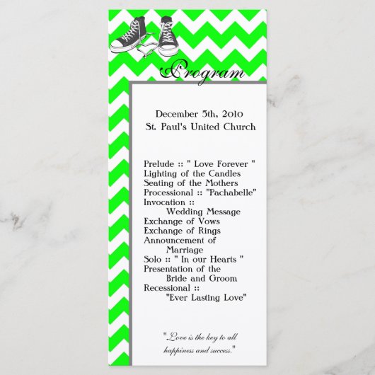 25 4x9結婚式 プログラムシェブロンストライプジグザグプリン プログラム (正面)