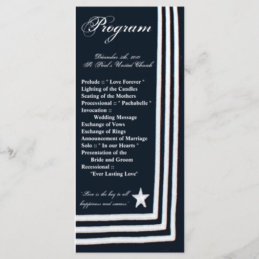 25 4x9結婚式 プログラムネイビーサマードレスブルースユニ プログラム (正面)