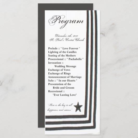 25 4x9結婚式 プログラムネイビーサマードレスホワイトUn プログラム (正面/裏面)