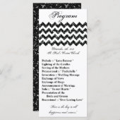 25 4x9結婚式 プログラムブラックグリッターシェブロンツィヒ プログラム (正面/裏面)