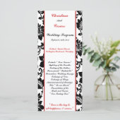 25 4x9結婚式 プログラムブラックフローリッシュレッドストライプ プログラム (スタンド正面)