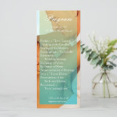 25 4x9結婚式 プログラムブルーサンセットグラデーションフェードティール（緑がかった色） プログラム (スタンド正面)