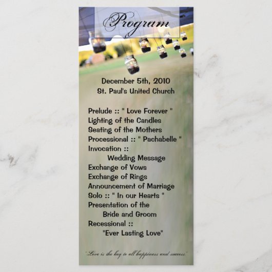 25 4x9結婚式 プログラムメイスンジャールキャンドルホルダー プログラム (正面)