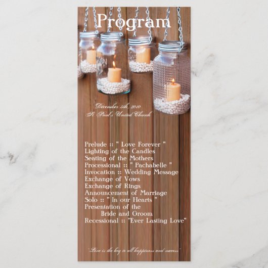 25 4x9結婚式 プログラムメイスンジャールキャンドルライト プログラム (正面)