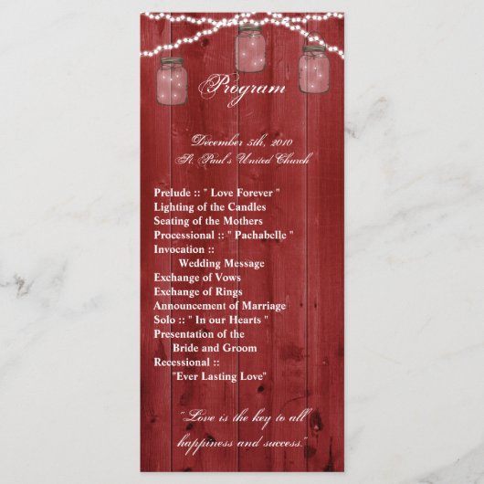 25 4x9結婚式 プログラムメイスンジャールストリングライツウー プログラム (正面)