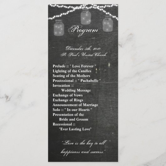 25 4x9結婚式 プログラムメイスンジャールストリングライツチャ プログラム (正面)