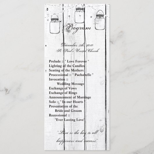 25 4x9結婚式 プログラムメイスンジャールストリングライト プログラム (正面)