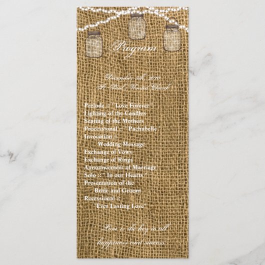 25 4x9結婚式 プログラムメイスンジャー文字列ライトバー プログラム (正面)