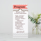 25 4x9結婚式 プログラムモダンシェブロンストライプサンゴ プログラム (スタンド正面)