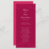 25 4x9結婚式 プログラムラズベリーピンクループ/渦巻き プログラム (正面/裏面)