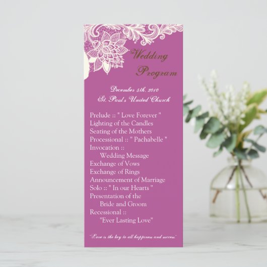 25 4x9結婚式 プログラムヴィンテージビクトリアンレースオーチ プログラム (スタンド正面)