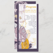 25 4x9結婚式 プログラムヴィンテージプラムマスタードバラ プログラム (正面/裏面)