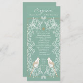 25 4x9結婚式 プログラムヴィンテージラブバーズアクアティー プログラム (正面/裏面)