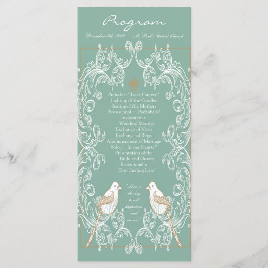 25 4x9結婚式 プログラムヴィンテージラブバーズアクアティー プログラム (正面)