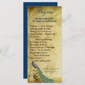 25 4x9結婚式 プログラム孔雀ヴィンテージ羽根 プログラム (正面/裏面)