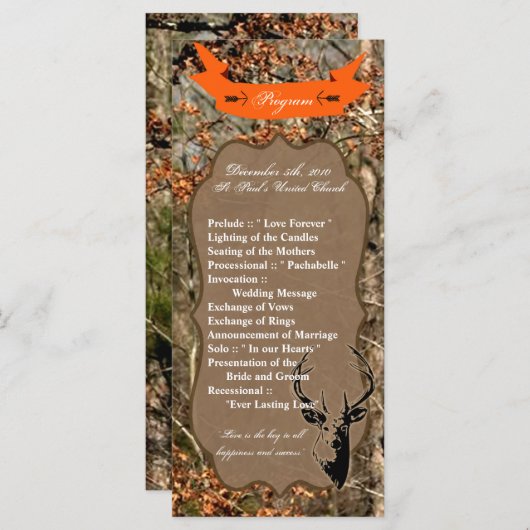 25 4x9結婚式 プログラム狩りディアバックヘッド迷彩柄 プログラム (正面/裏面)