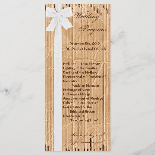 25 4x9結婚式 プログラム破れた段ボール移動箱 プログラム (正面)