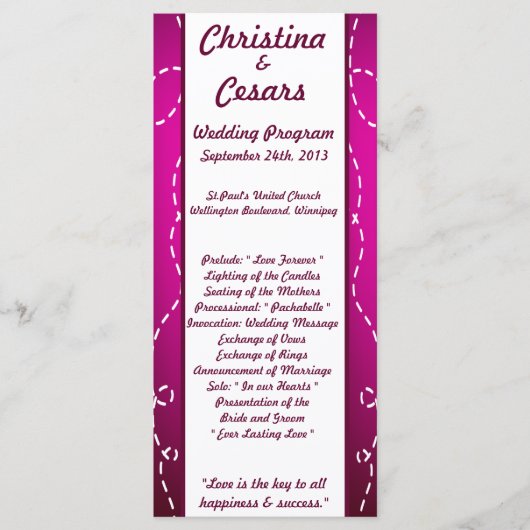 25 4x9結婚式 プログラム紙飛行機パープルループプール プログラム (正面)