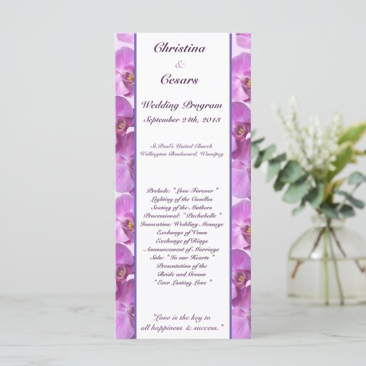 25 4x9結婚式 プログラム紫の蘭の茎 プログラム (スタンド正面)