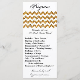 25 4x9結婚式 プログラム金ゴールドグリッターChevron Zig プログラム