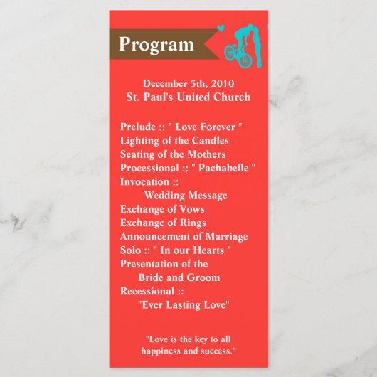 25 4x9結婚式 プログラム10代のラブカップル プログラム (正面)