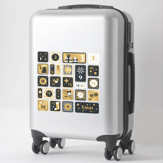 25 Advent Calendar Stickers black gold Christmas シール (スーツケース)